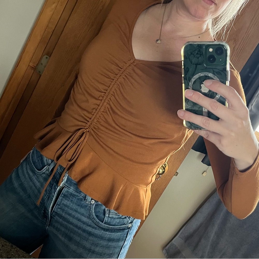 Nordstrom mustard brownish shirt